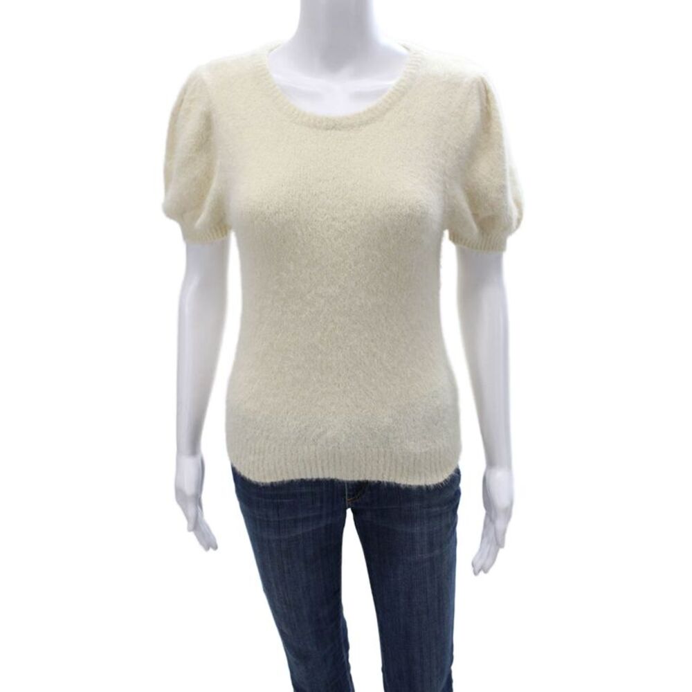The Reeds Women Pullover Sweater Ivory Short Sleeve Round Neck Size XS